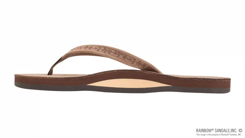 Las Flores - Single Layer Premier Leather with a Floral 1/2" Narrow Strap