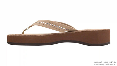 Four Layer Leather Wedge - 3/4" Strap with Crystals