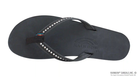 Crystal Collection - Single Layer Arch Support Leather 1/2" Narrow Strap with Crystals
